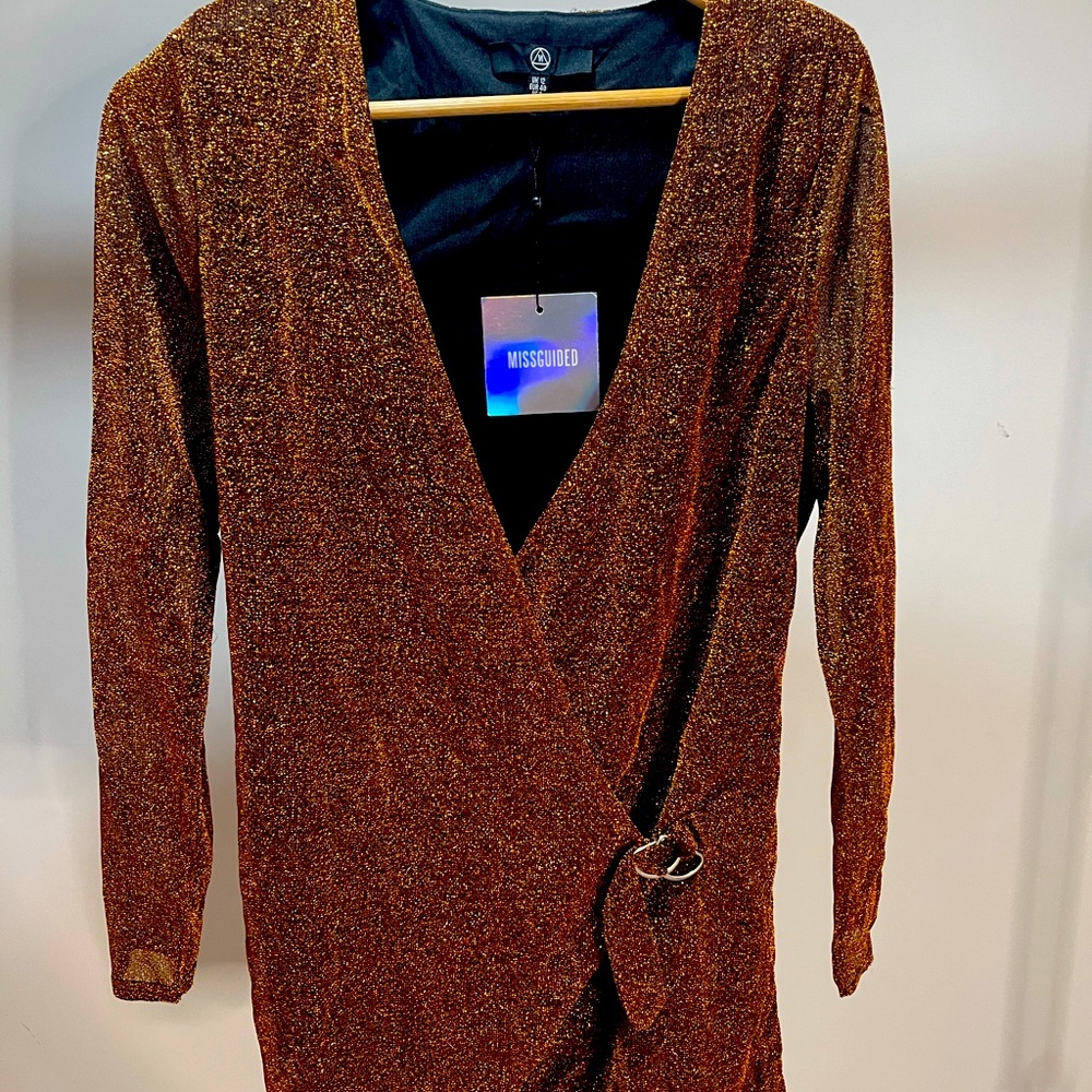 MISSGUIDED sparkle wrap dress